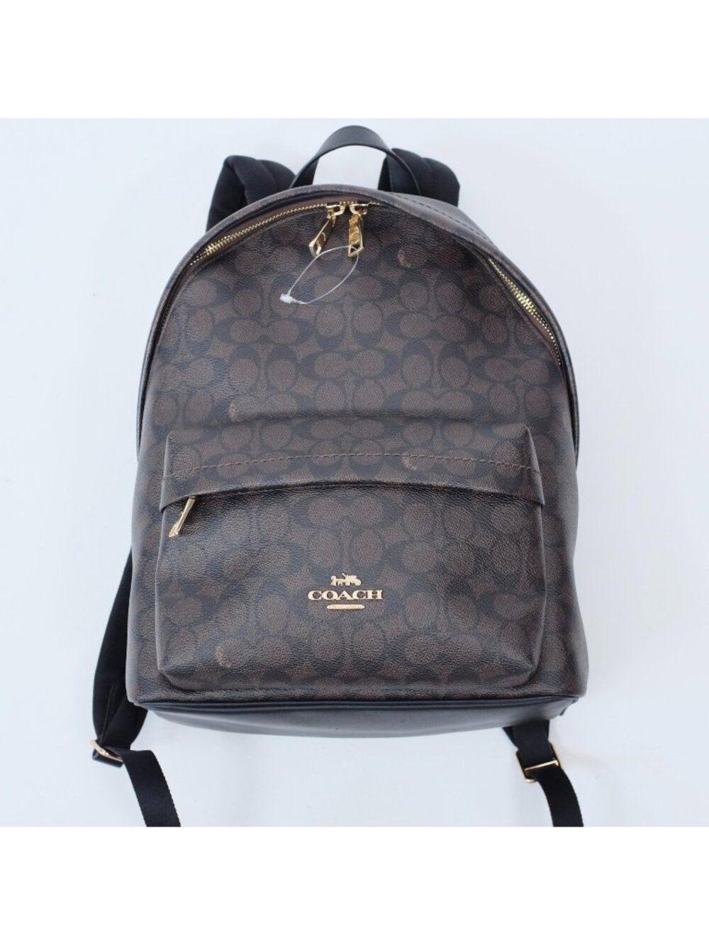 New Mens Coach Campus Backpack Signature Canvas Monogram Brown Black